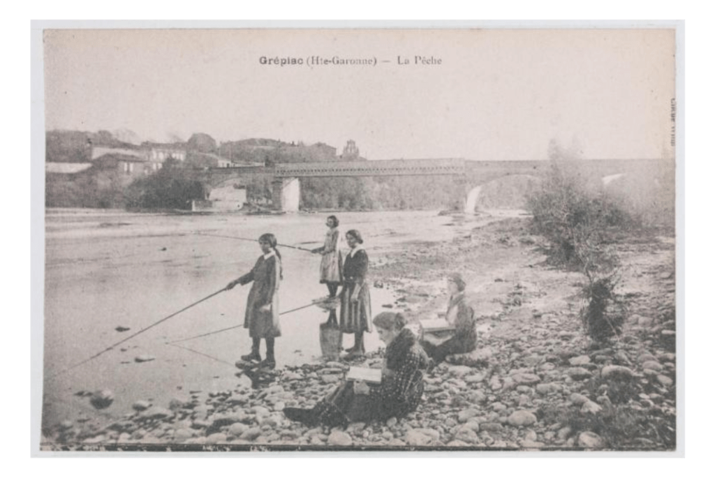 scène de pêche à Grépiac photo ancienne